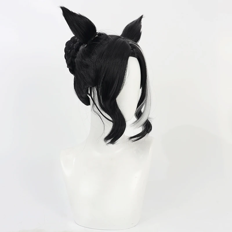 ゲームプリティーダービーメジロラモンコスプレウィッグ魅惑的なブラックベイコスプレヘアハロウィンパーティー用大人女性男性