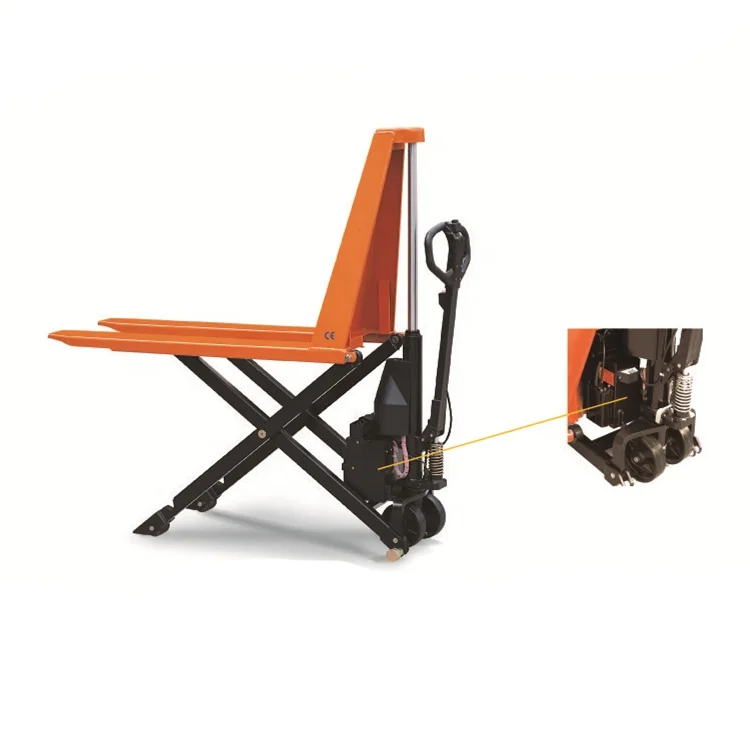 Elektrische High-Lift Pallet Truck Met Enkele Zuiger Elektrische Handschaar Lift Pallet Truck Elektronische Schaar 800Mm