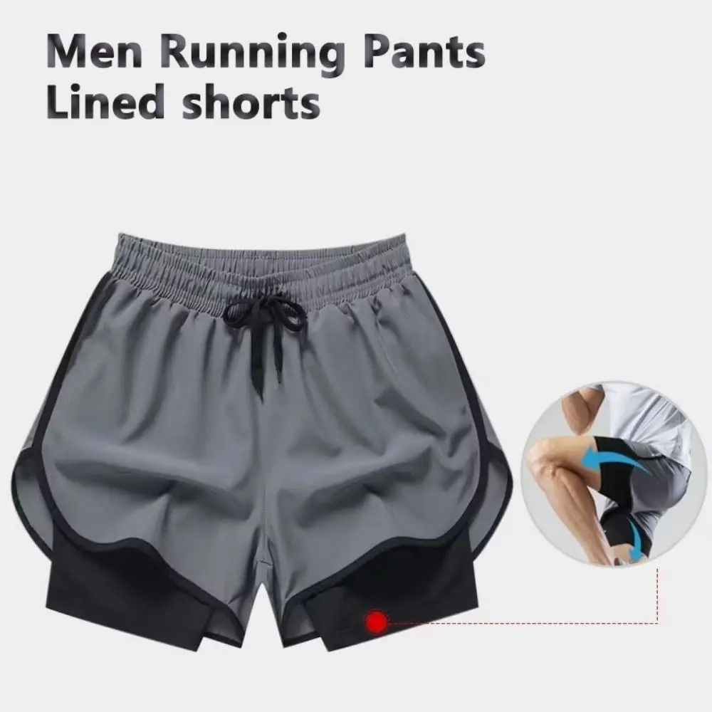 

2 in 1 Men Running Pants Leisure Breathable Male Sports Short Pants Quarter Pants Loose Casual Basketball Shorts Basketball