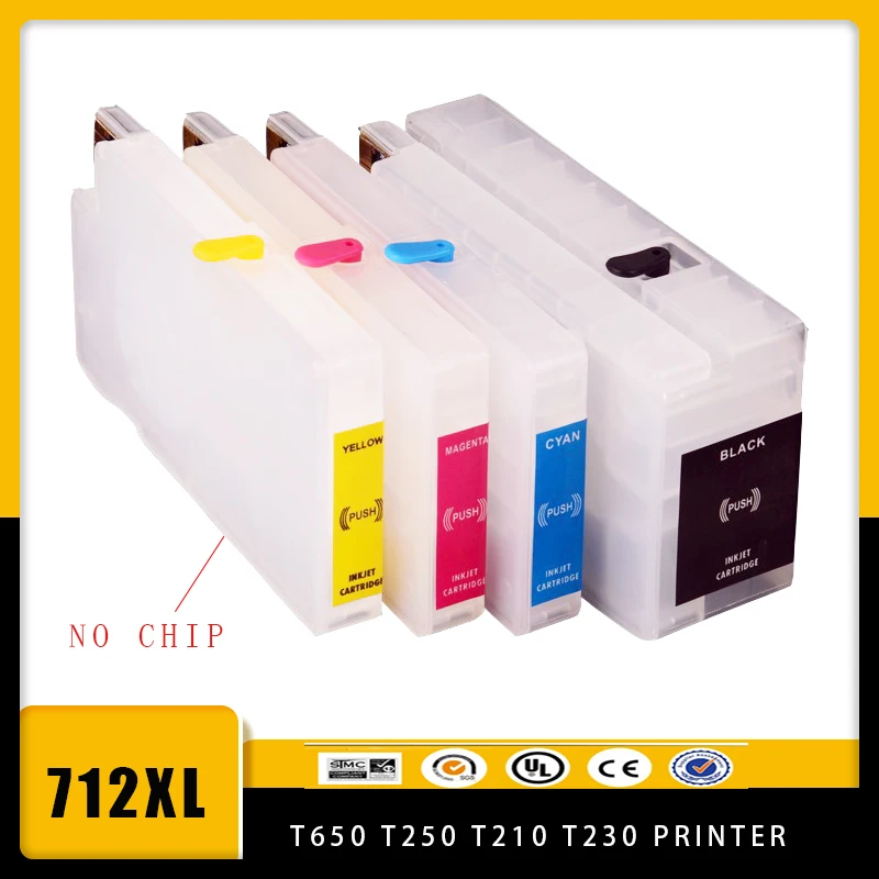 Vliaxh 711 712 711XL 712XL Refill Ink Cartridge Without Chip For HP DesignJet T120 T520 T650 T630 T230 T210 Printer