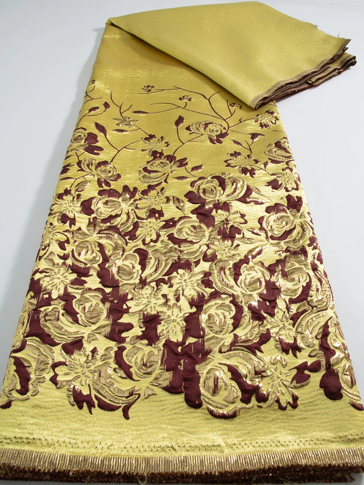 Imagem -06 - Kalume-tecido Dourado de Renda Brocado Nigeriano Africano e Francês Tecido de Renda Jacquard para Vestido Faça Você Mesmo Mais Recente Jardas F3711 2024