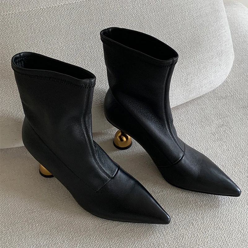 

Ankle Boots for Women Pointed Toe Fashion Heeled Shoes Winter Designer Chelsea Boots 2025 New Dress Luxury Botas De Mujer Shoes
