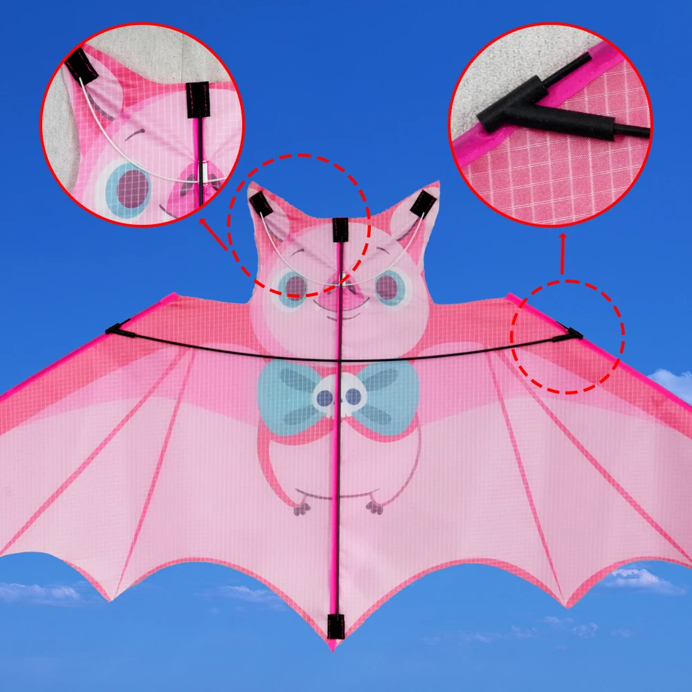 Facile da volare Pipistrello colorato Aquilone Buone volare Coda lunga Aquilone per bambini 50 metri Linea di aquiloni Regalo per bambini Giocattolo volante in plastica Viaggi in famiglia
