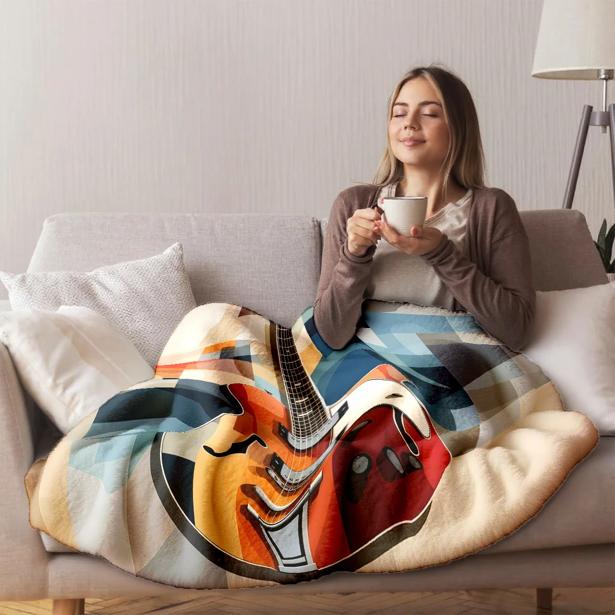 Selimut flanel bermotif gitar  - Home Textiles Trends ulasan dan harga