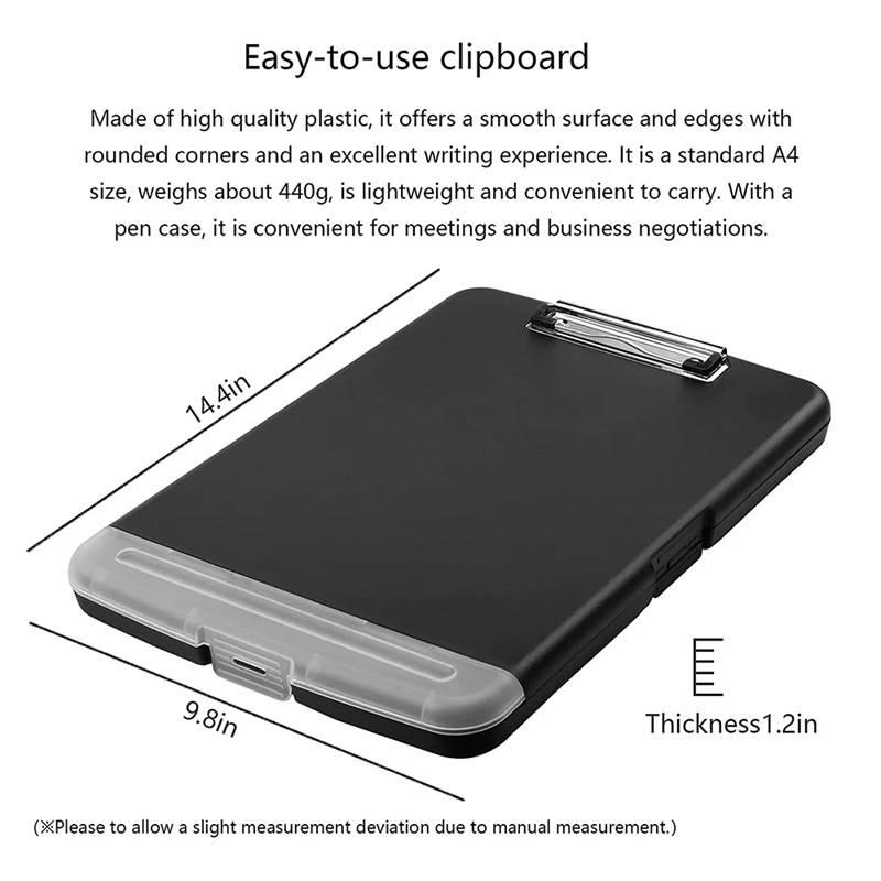 A4 Binder Storage Nursing Clipboard Plastic Side Opening Box Waterproof PVC Flip Document Writing Drawing Pad Clip