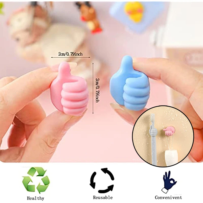 Silicone Thumb Wall Hook Self Adhesive Thumb Cable Organizer Clips Wall Hooks for Hanging Data Cable Earphone Belt Key Storage