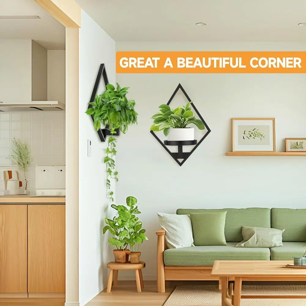 

Прочные плавающие металлические настенные полки для растений. Легко монтируемые устойчивые к ржавчине настенные полки для растений. Плавающий дизайн. Экономия места.