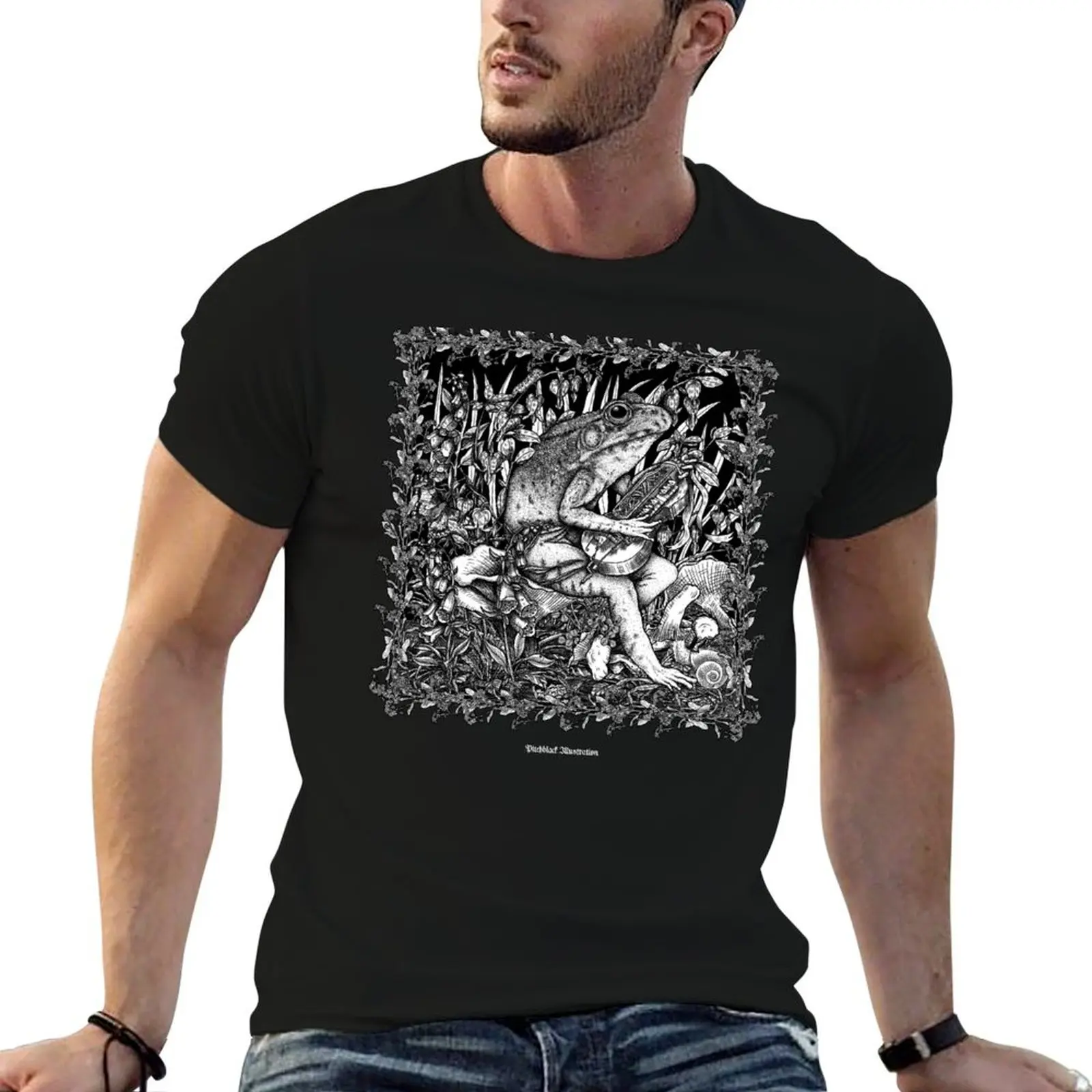 

Frog with Hurdygurdy (on Black) T-Shirt g man t shirts for men t shirts for man graphic tees T-Shirt