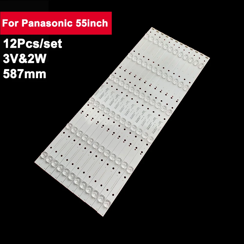 

587mm 12pcs 3V2W Square Lens TV Backlight Strip For Panasonic 55inch 6 Lamp CRH-A55353512065C1REV1.0 TH-55DX680C 55DX500C