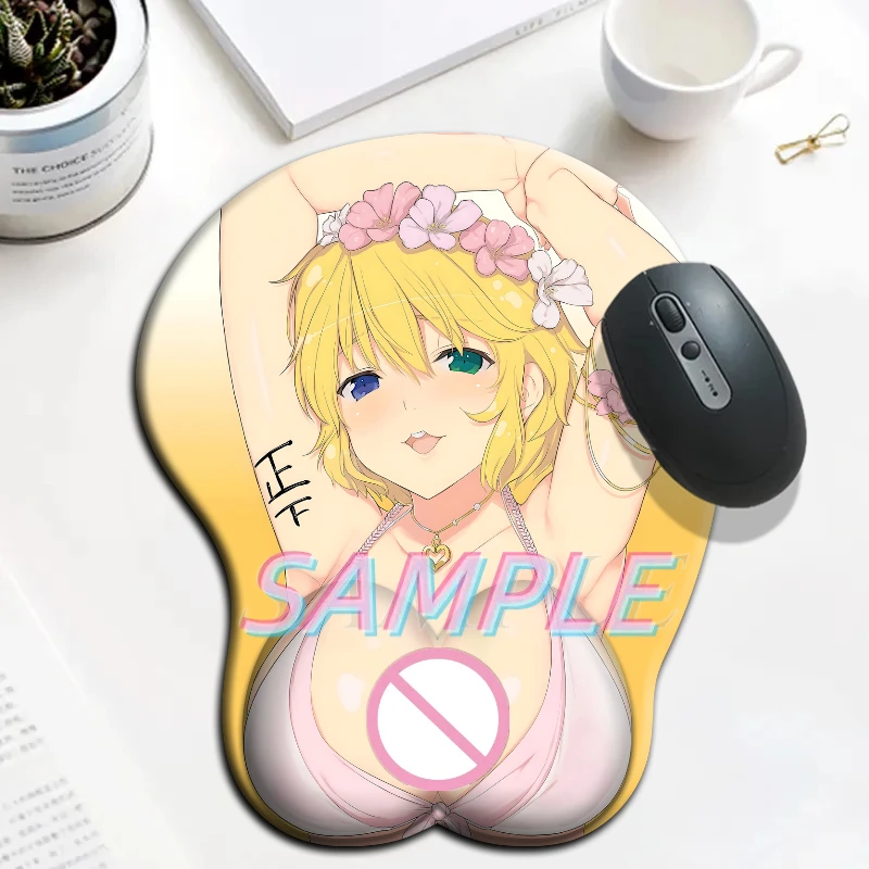 

3D Oppai Mouse Pad Senran Kagura Minori Ryouna Sexy Breasts Kawaii Gaming Mousepad with Soft Silicone Wrist Rest Gamer Mat