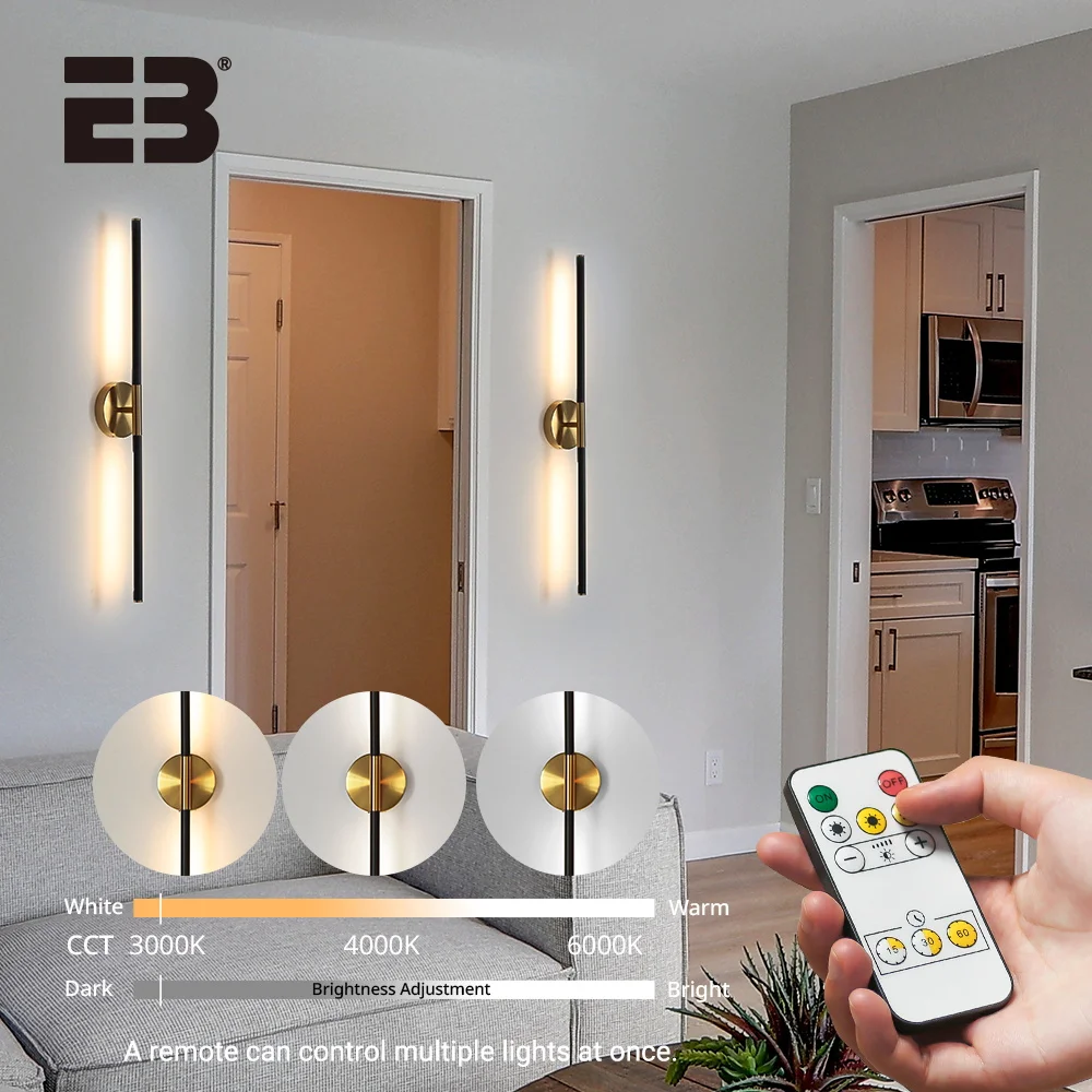 Luz de pared LED recargable desmontable 4400mAh USB tipo C lámpara de dormitorio lámpara de pared Interior regulable magnética oro 80CM ﻿