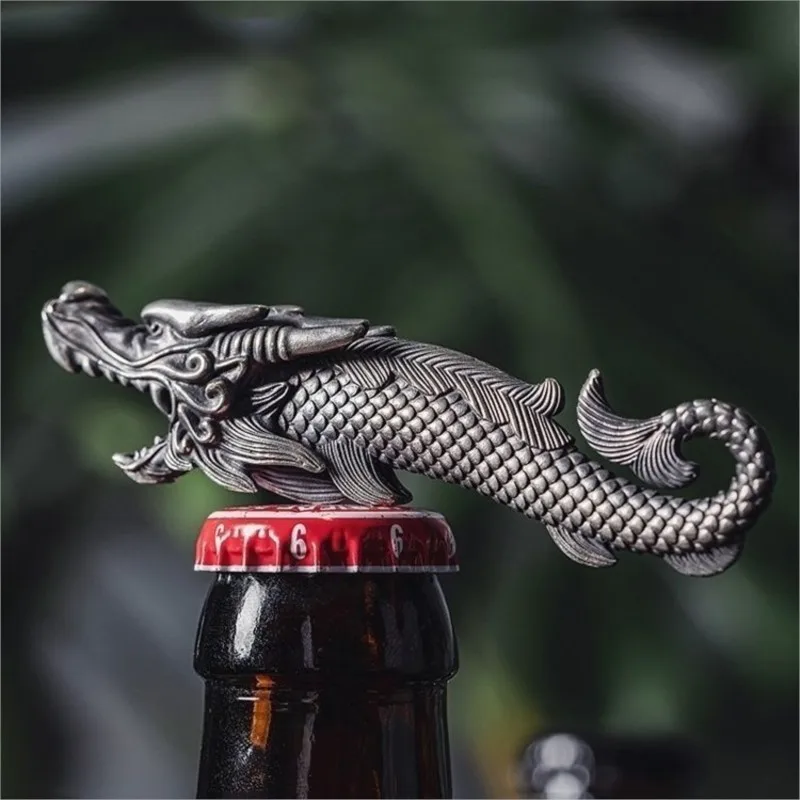 Bronze Fish Shaped Dragon Bottle Opener Chinese Style Key Chain Retro Male Leading Hand Piece Screwdriver Creative Opener ZE327