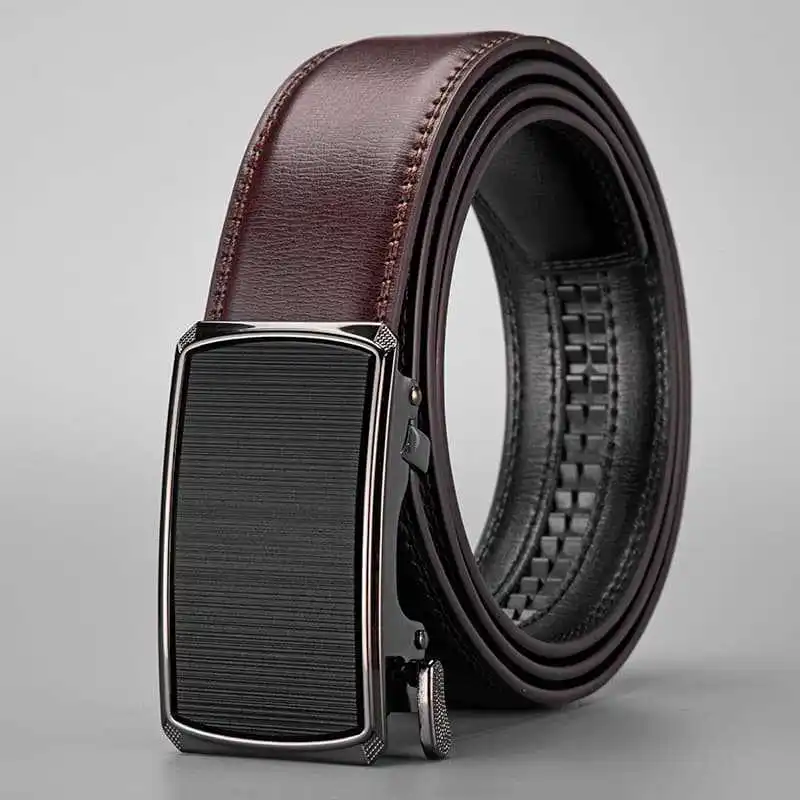 Men Luxury Business Casual Two layer Cowhide Belt Best selling Inner wear Automatic Double With Stitched High Sense Trousers