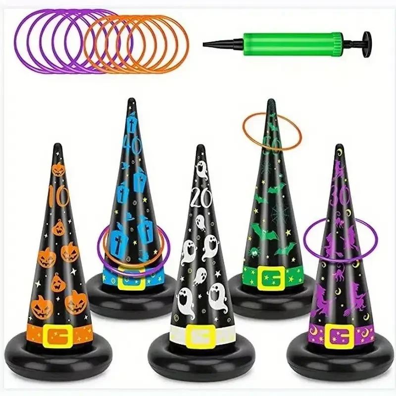 Halloween ring toss game set with inflatable witch hat - the perfect choice for indoor and outdoor parties