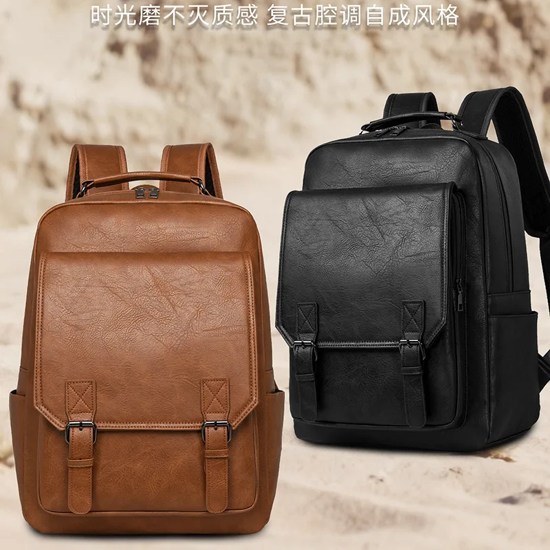 Solid-Color Stylish Versatile Backpack for Men,Business Commuter Travel Laptop Bag Laptop Compartment Outdoor & Casual Use