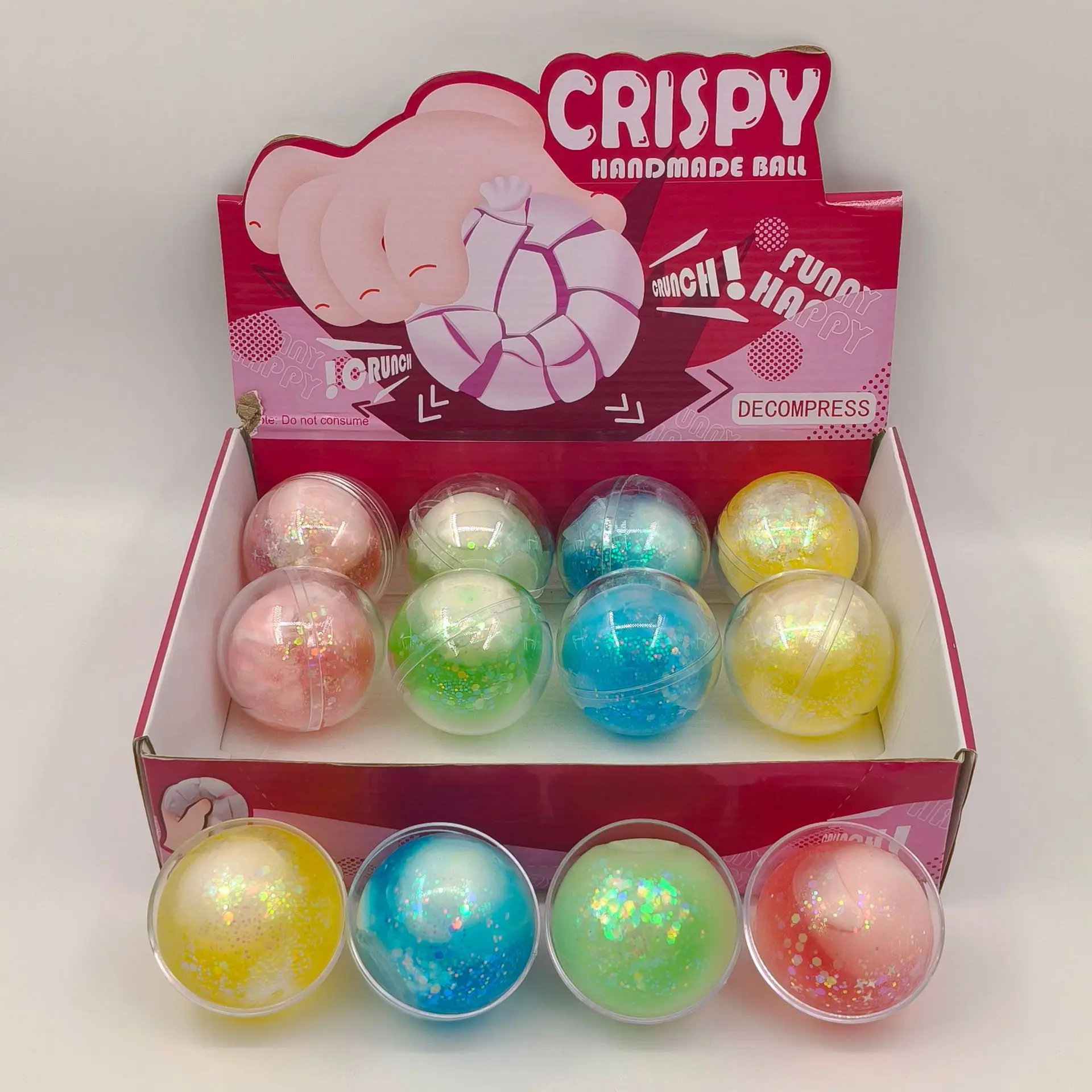 1/12PCS Squishy New Balls Colorful Glitter Sequins Maltose Slow Rising Stress Relief Squeeze Fidget Decompression Toy