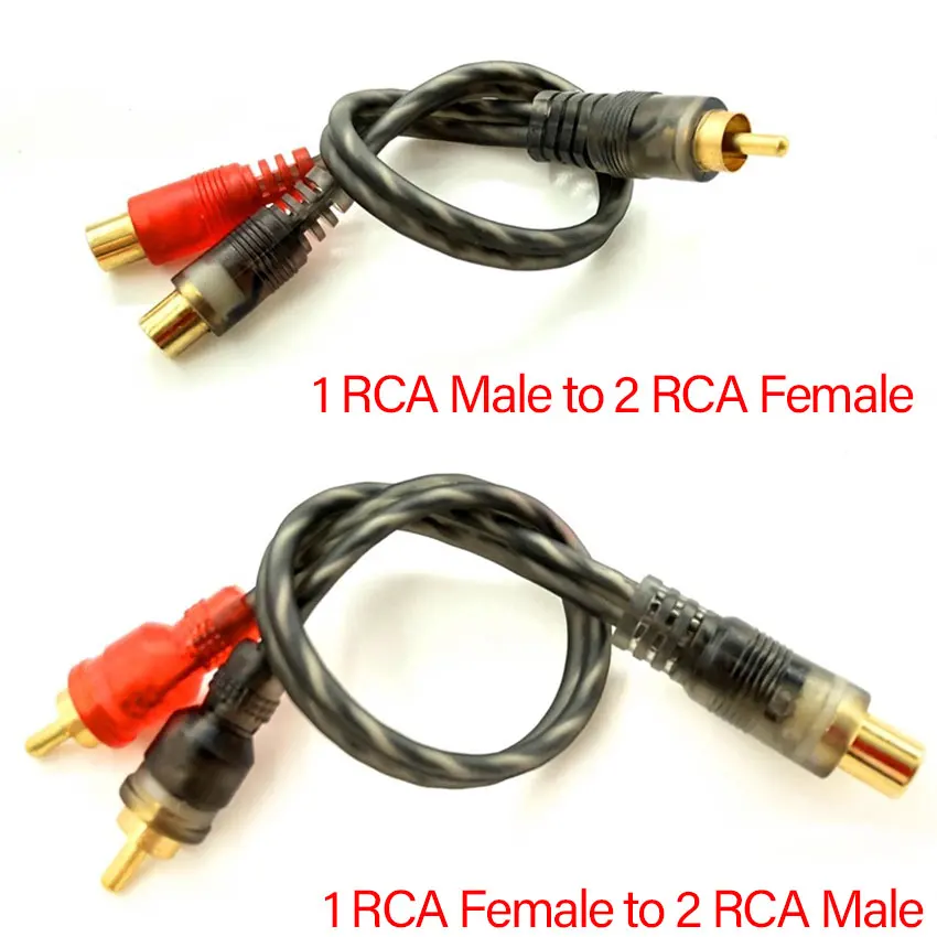 

DVD MP3 Player 2 RCA Male To 1 Female OFC Cable Y Splitter Cord for Car Audio System Subwoofer