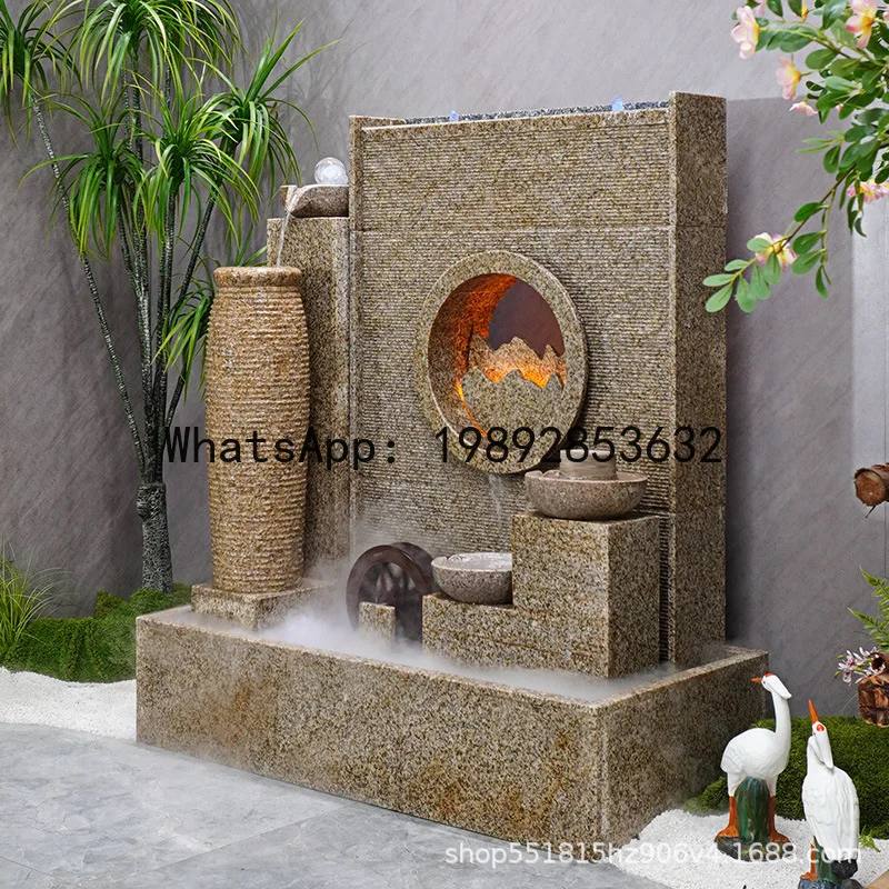 LYY Stone Chinese Style Indoor Outdoor Courtyard Water Curtain Wall Company Fish Pond Background Wall Circulating Water Ornament