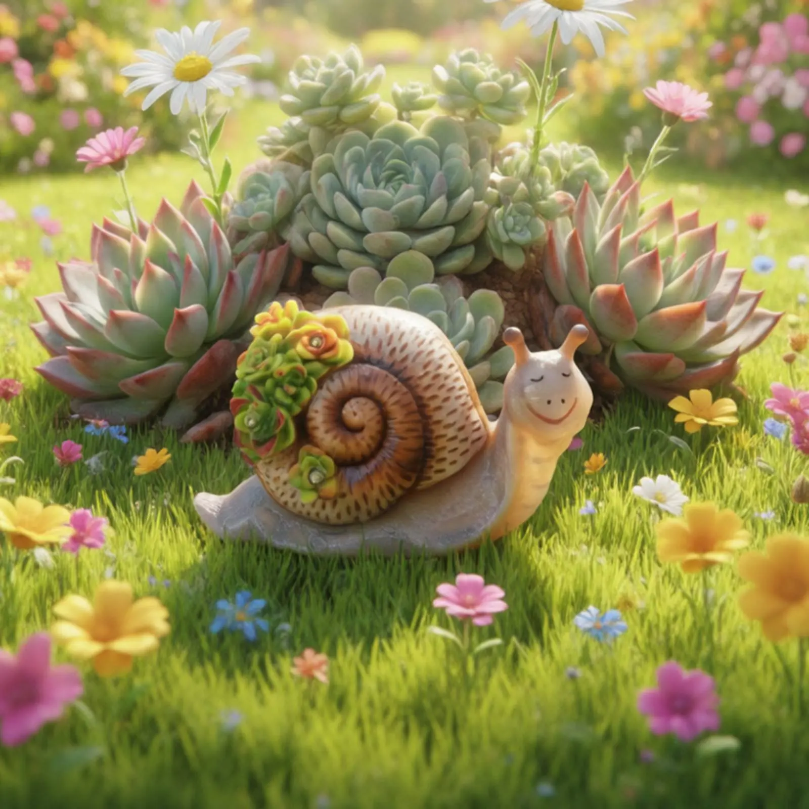 Cartoon Snail Decor Waterproof Cute Snail Statue Outdoor Safe Automatic Night Lighting for Lawn, Patio