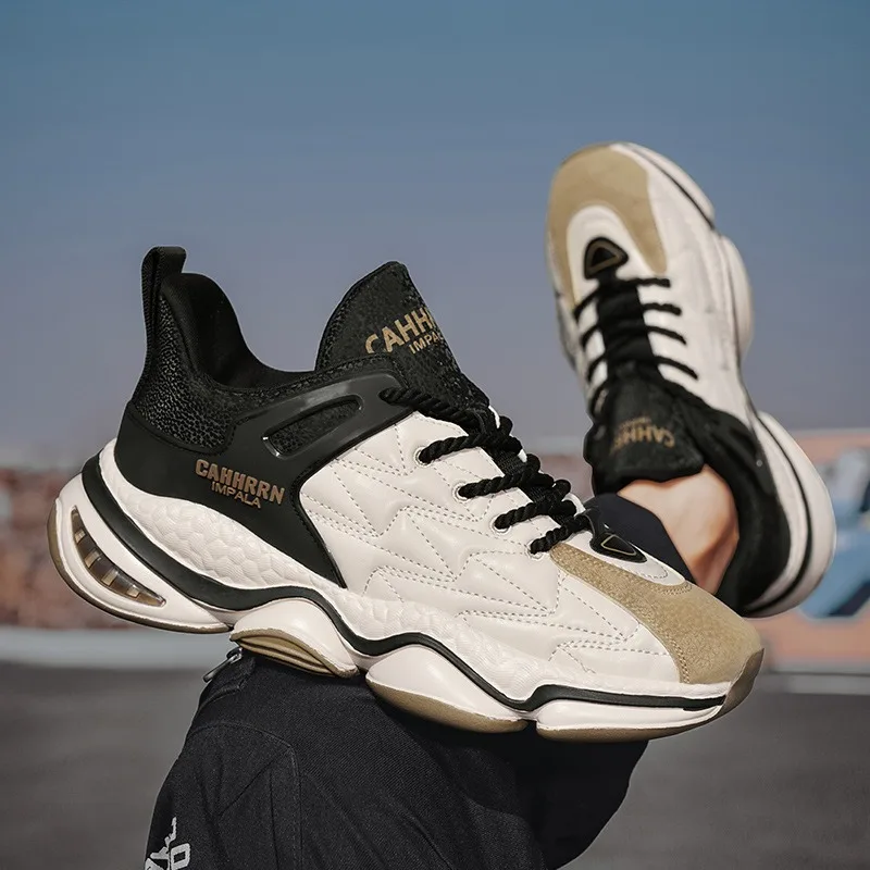 Zapatos informales coreanos con suela gruesa, zapatos versátiles a la moda para hombre, zapatillas bajas para correr al aire libre, zapatos antideslizantes cómodos de tendencia Tenis Hombres Transpirable Cómodo Antides