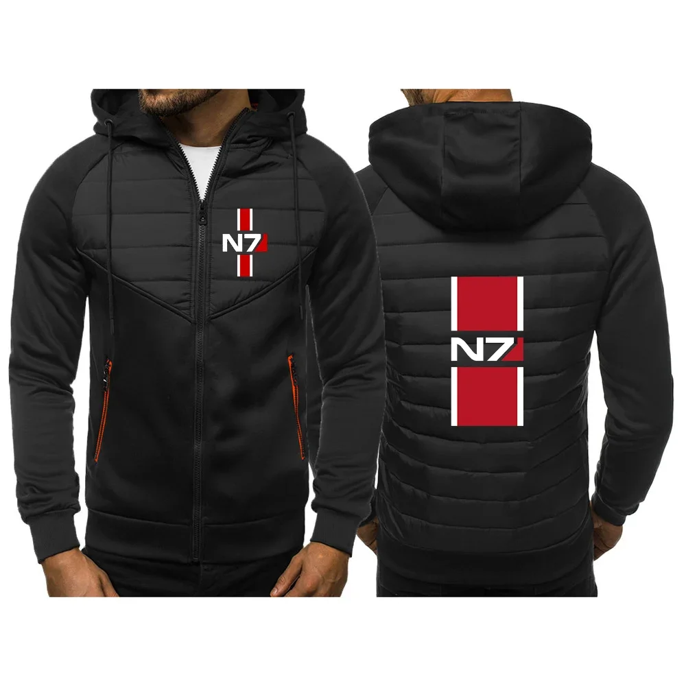 2024 Printing N7 Mass Effect New Tricolor Hooded Jacket Spring and Autumn Men Casual Slim Comfortable Leisure Patchwork Coat Top