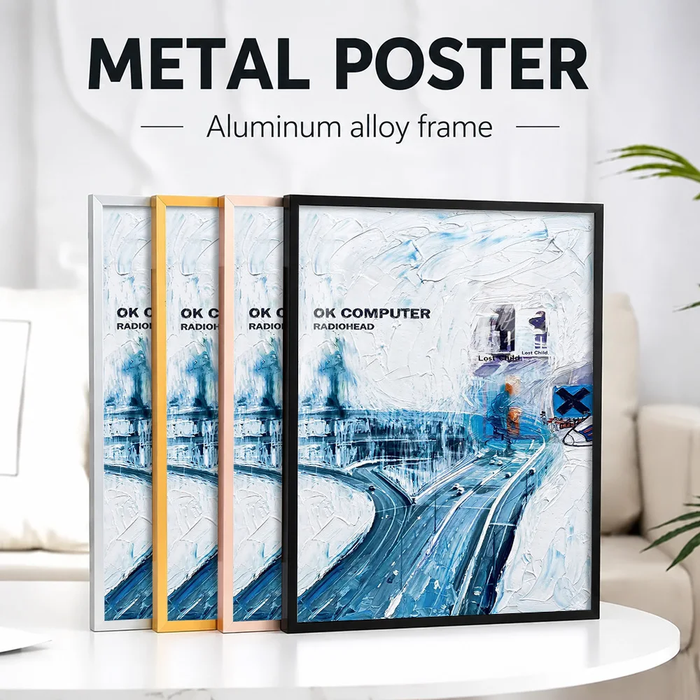 Radiohead OK Computer Album Cover Framed Metal Print Customized Photo Bold Concert Style Wall Art For Creative Studio Fan Gift