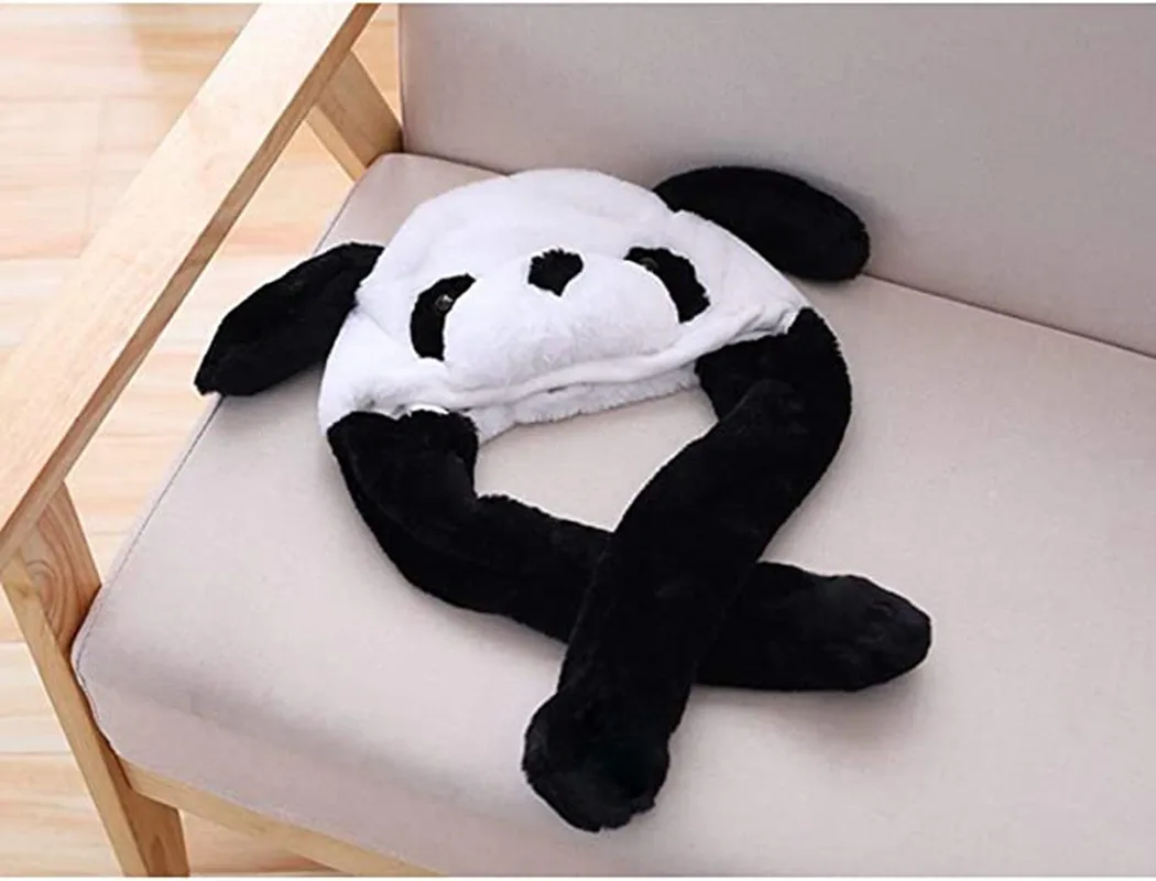 Plush Animal Panda Ear Hats with Beanie Plush Moving Ears Plush Toy Birthday/Christmas Gift Party