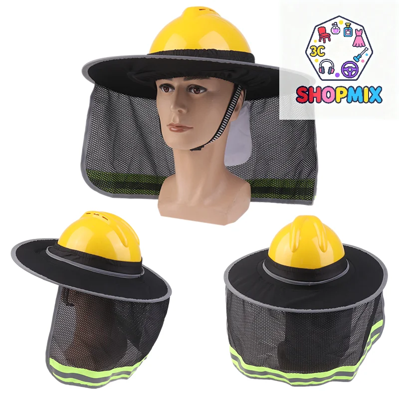 Casco duro para el sol, protector para el cuello, casco de verano, sombrilla de malla, casco reflectante de alta visibilidad, sombra para trabajadores de la construcción al aire libre