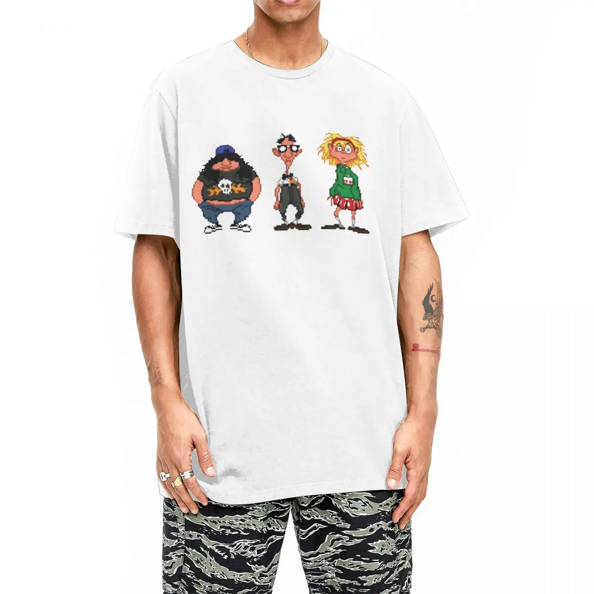 Bernard Laverne And Hoagie T-Shirts for Men O Neck Pure Cotton T Shirt Day of the Tentacle Short Sleeve Tee Shirt Plus Size Tops