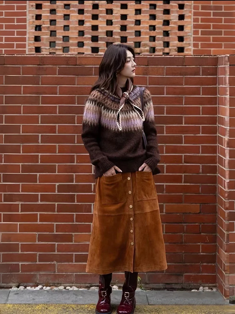 

Lav Wave Fair Isle Camere Knitted Open Cardigan Women's Sweater Autumn Winter New Sle Commute Sle Long Sve roun...