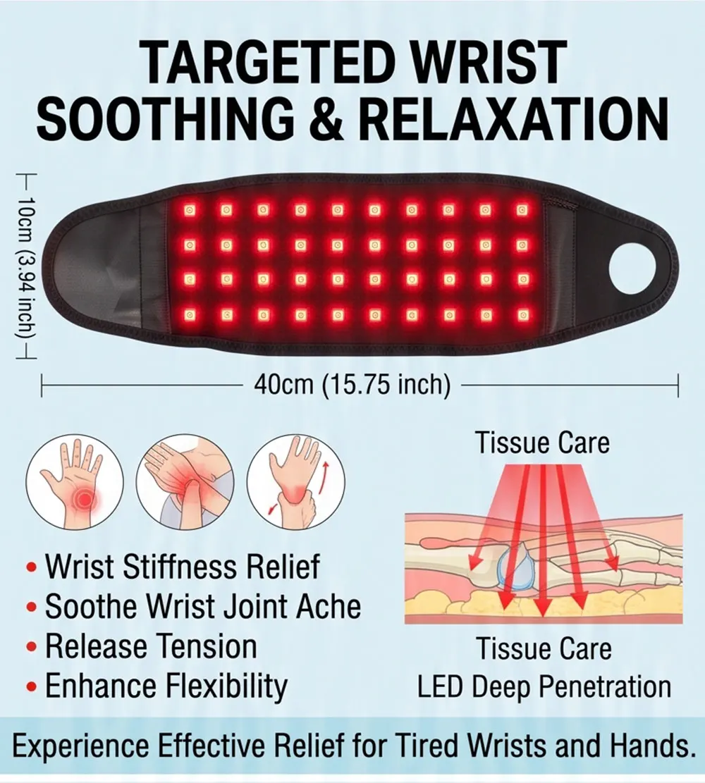 Electric Compress Hot Wrist Wrap 36/48 LEDs 3 Modes 660nm 850nm Infrared Wearable Joint Support Portable Hand Relaxation Brace