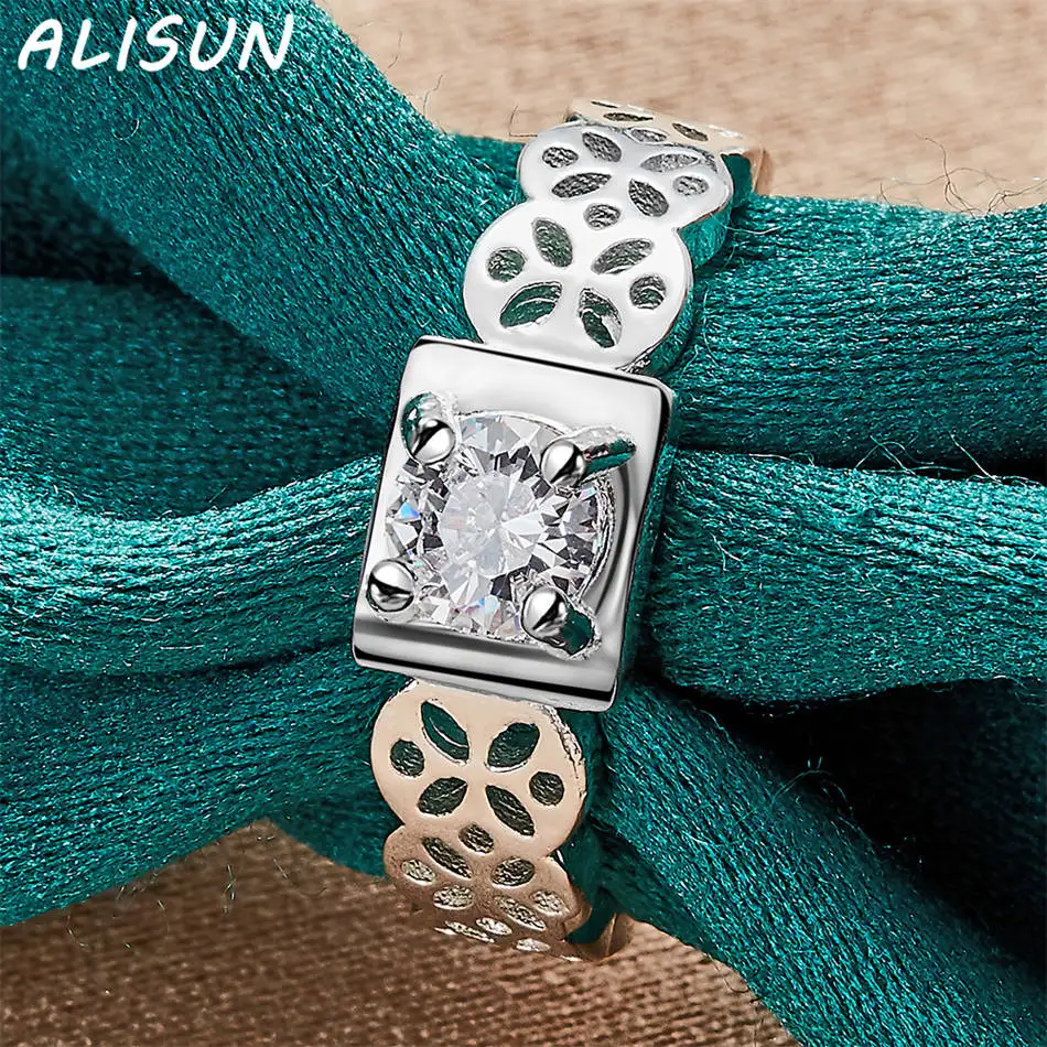 ALISUN 925 فضة الزركون هندسية خاتم الزواج للنساء نعمة مجوهرات الاتجاه المألوف هدايا حفلة عيد ميلاد