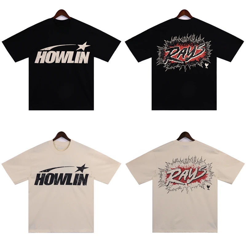 

2025 Summer fashion HELLSTA Letters Vintage print summer loose cotton men's and women's short sleeve T-shirts