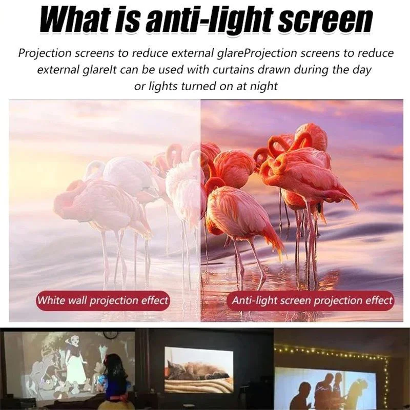 150 inch 4K Movie Projector Screen 16:9 HD Foldable Portable Anti-light Projection Double Sided 120 inch Video Projector Screen