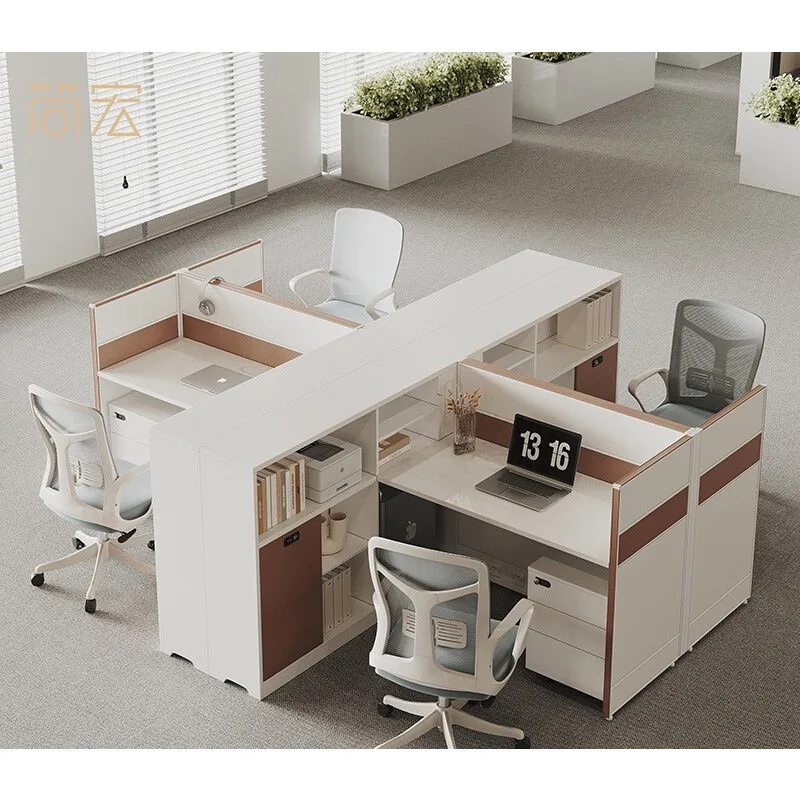 

Экранный стол, обслуживание клиентов, финансы, персонал, офис, Т-образная форма, три 4, двойная рабочая станция, комбинация стола и стула