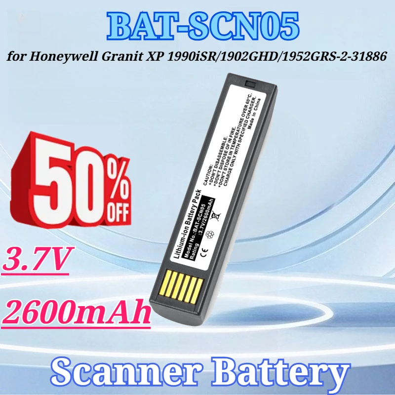 

3.7V 2600mAh BAT-SCN05 for Honeywell Granit XP 1990iSR Xenon XP 1952 1902GHD 1952GRS-2-31886 50148009-001 Scanner Battery