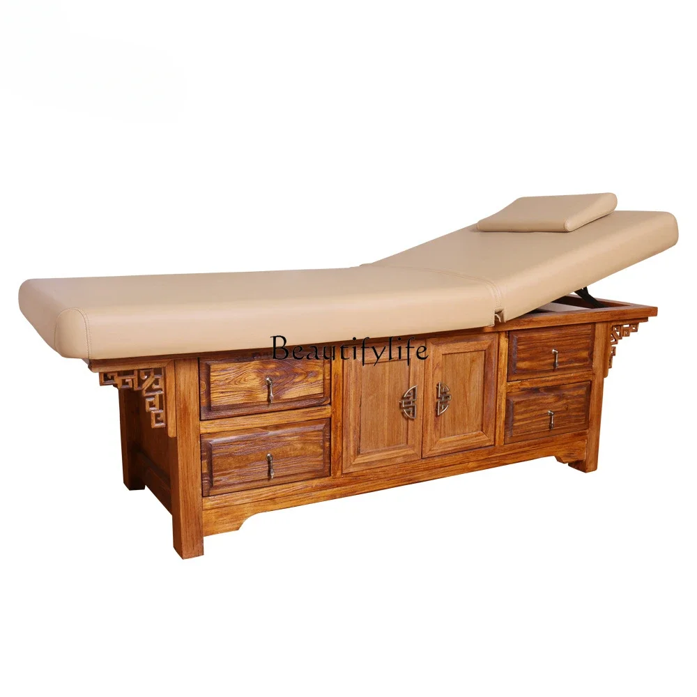 

Old elm beauty and body massage bed Chinese style