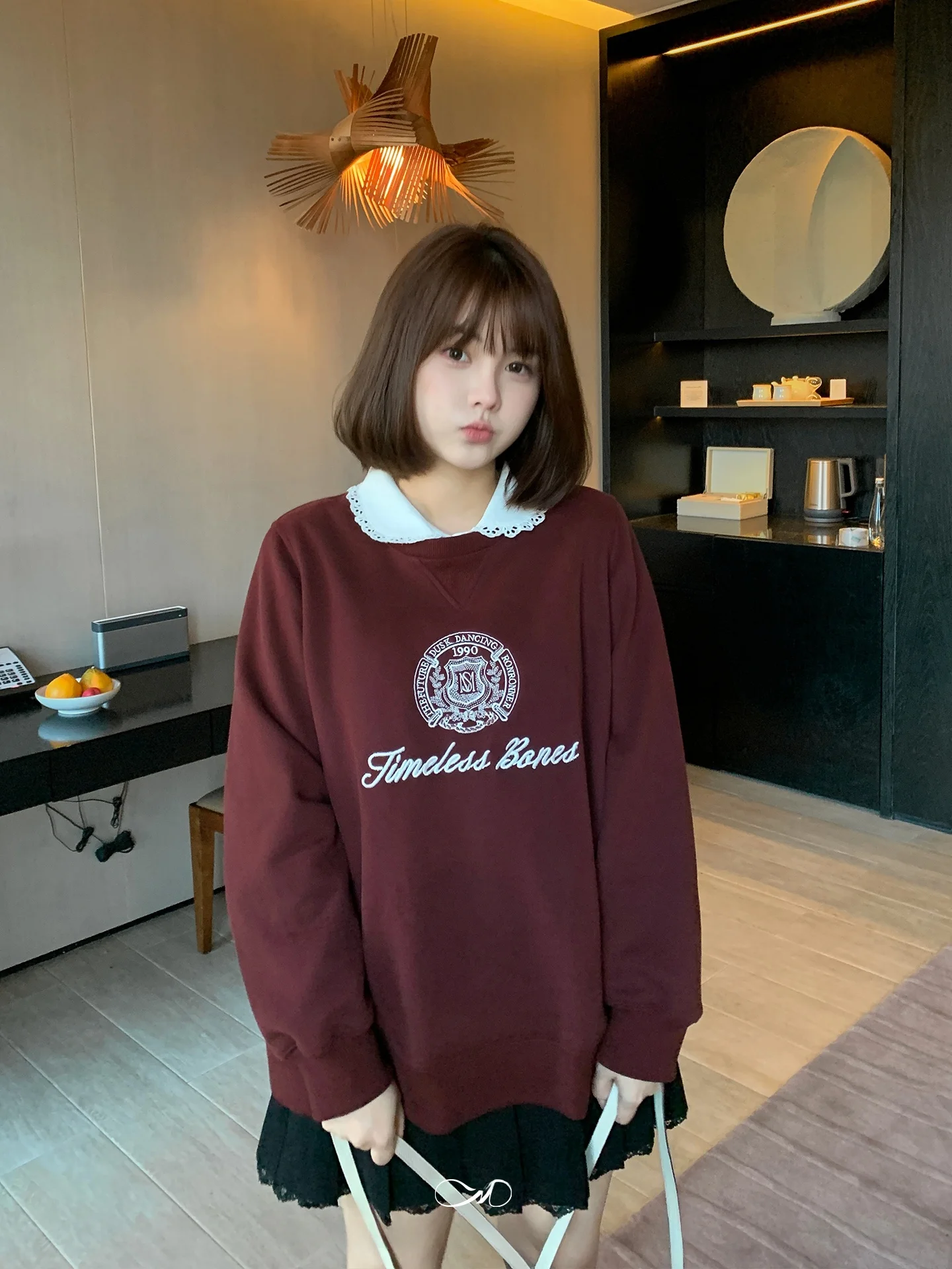 

Ретро-толстовка оверсайз с вышивкой, круглый вырез, зимняя одежда для полных женщин, комфортный облегающий топ