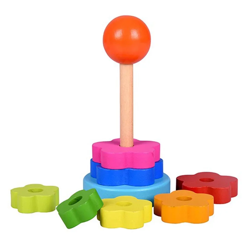 Torre arcobaleno in legno Giocattoli educativi Montessori per bambini Apprendimento infantile Bambini Legno colorato per regalo di Natale