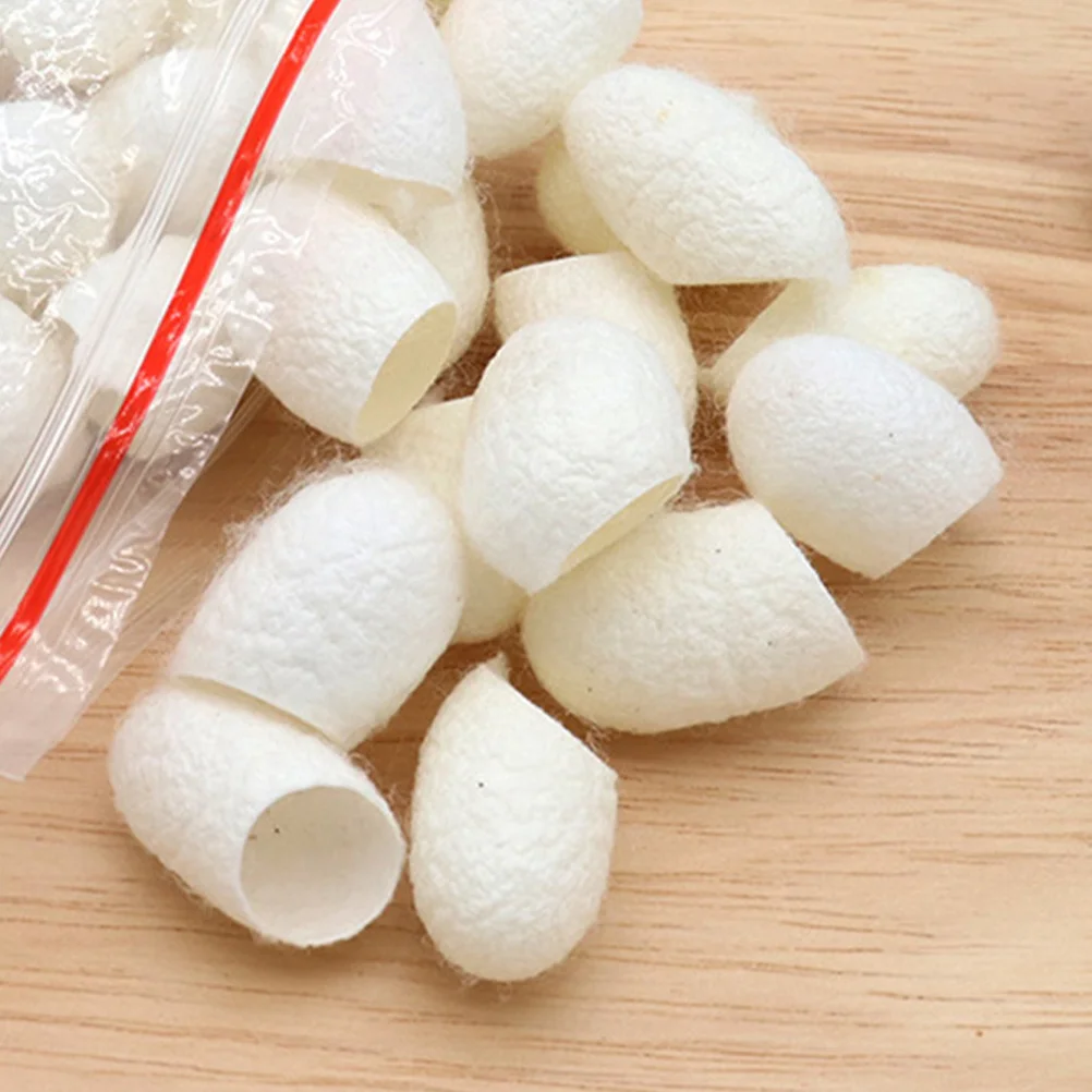 20pcs Cot Natural Silkworm Balls For Face Cleaning Silkworm Balls Facial Cleansers Exfoliating Beige Gentle Skincare
