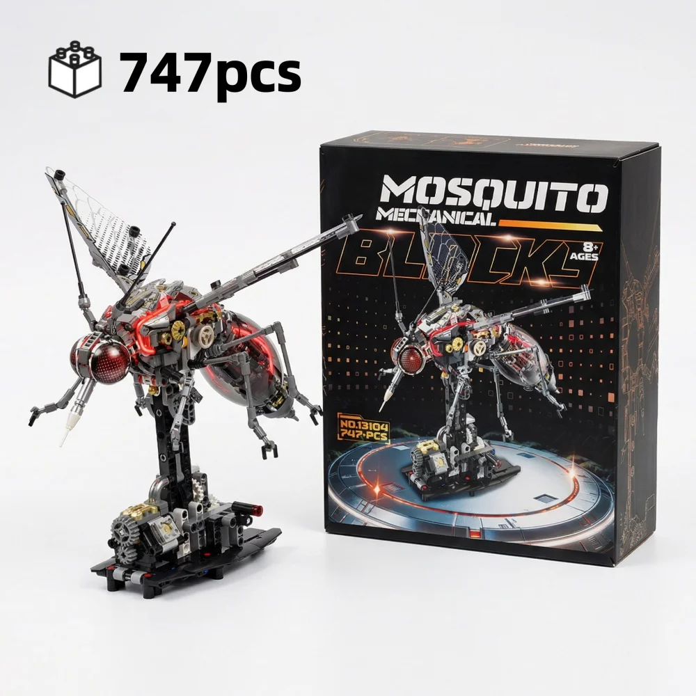 

FUNXINEE Mechanical Mosquito Building Blocks, Cyberpunk Insect Model With Light, Animal Linkage MOC Toy, Gift For Adult Kid