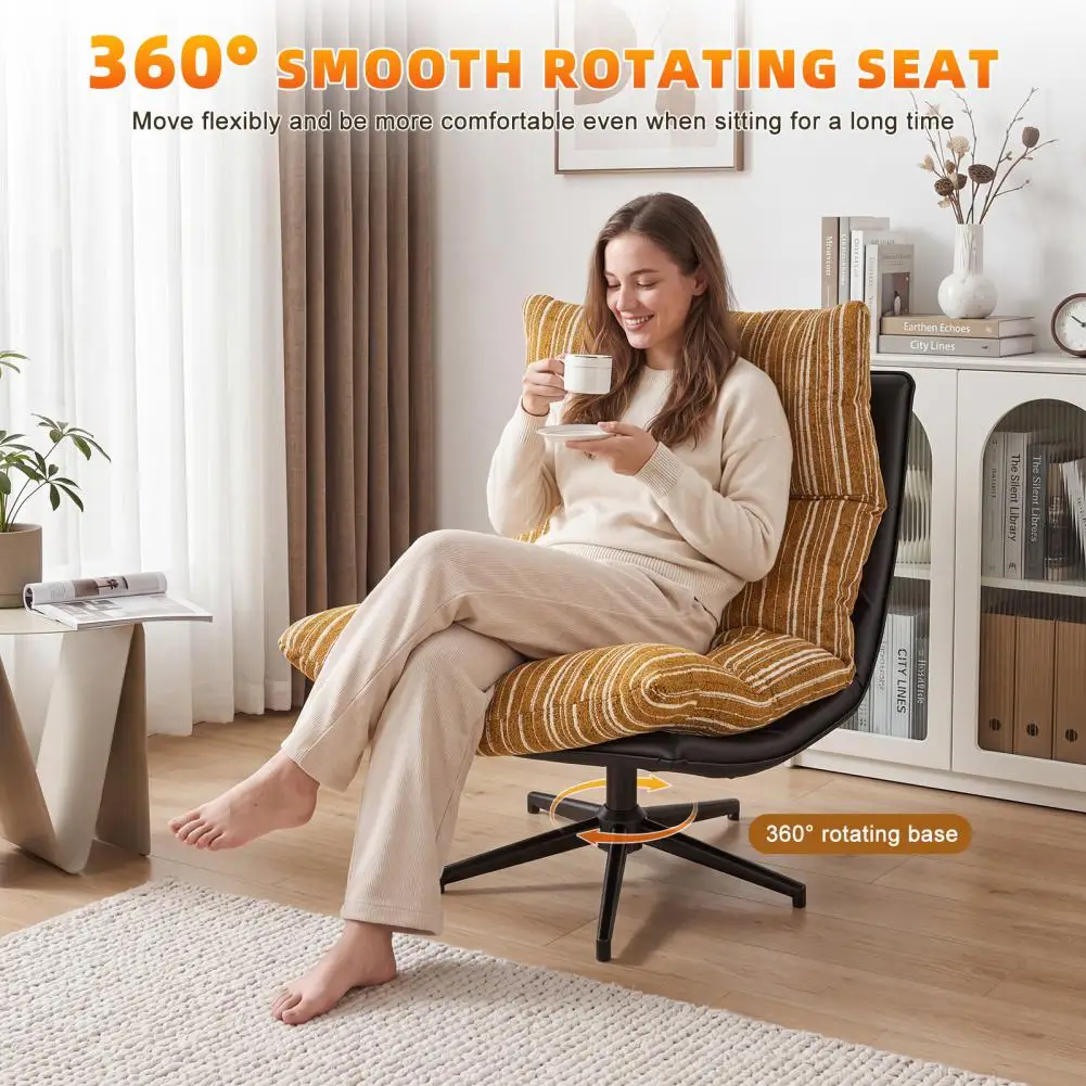 Swivel Rocker Chair, 360-Degree Swiveling Linen Cushion Swivel Accent Chair, Metal Base Adjustable Backrest Swivel Rocker Chair
