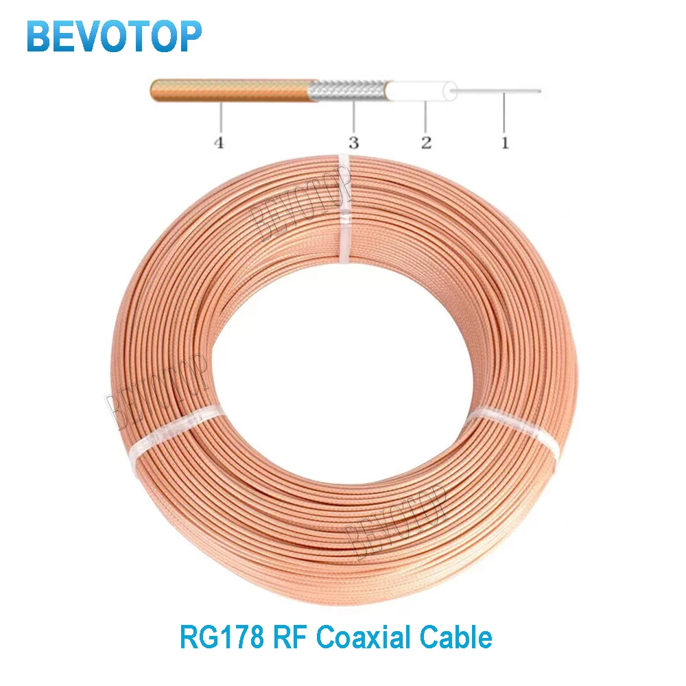 1PCS RG178 Cable Connector Wires RG-178 RF Coax Coaxial Cable 50 ohm 10m 20m 30m 50m 100m