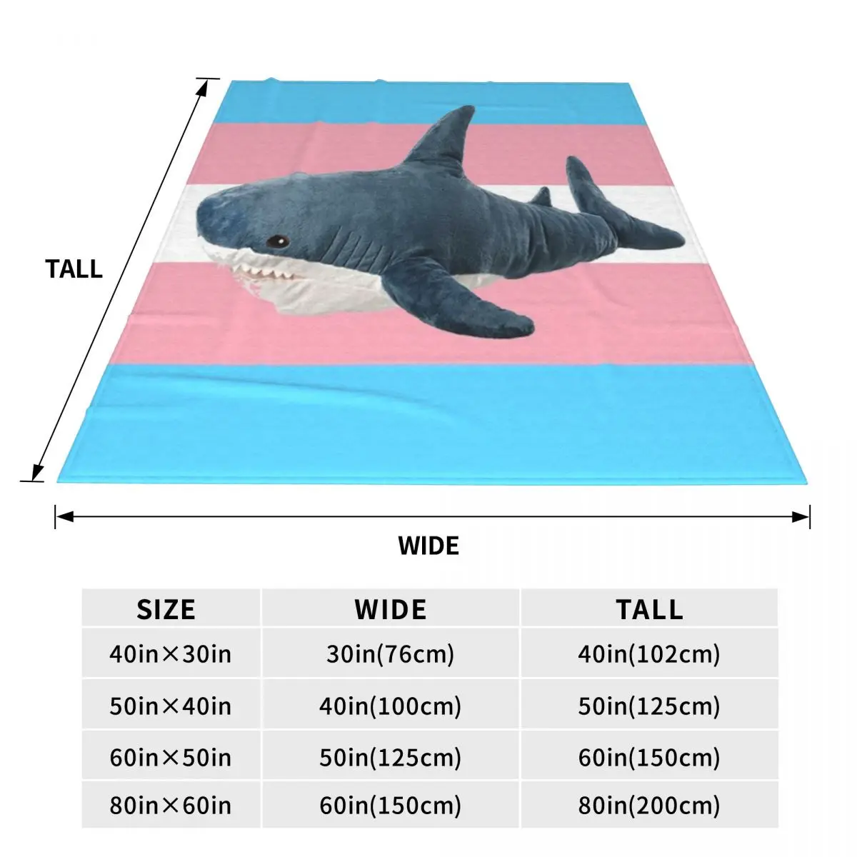 Throw Blanket BLAHAJ SHARK TRANS FLAG Micro Fleece Blanket Four Sizes Fashionable Portable For Bedroom AntiPilling Blanket