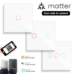Matter No APP smart switch Alexa Google required Intelligent Control Scan QR Code to Connect Touch Light tempered glass Switch