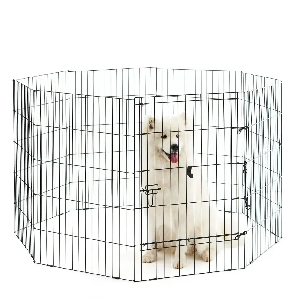 

8-Panel Pet Exercise Play Pen With Door Basket for Dog Houses and Habitats Cages |-f-| Houses and Fencing Kennel House for Dogs