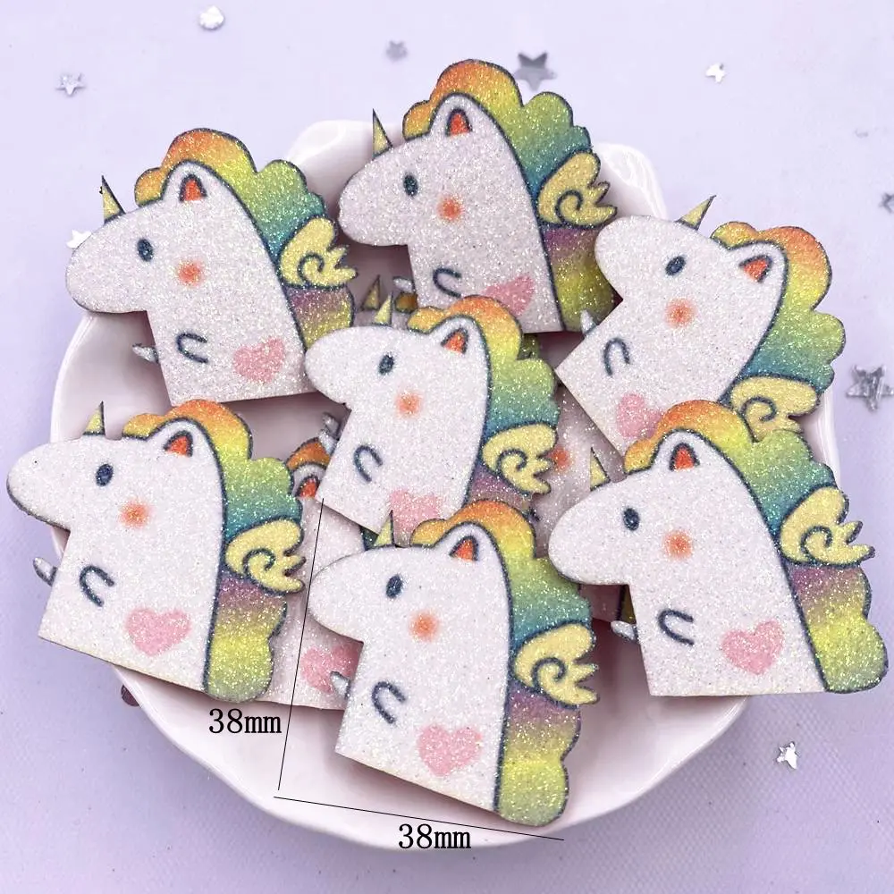 10pcs 반짝이 펠트 직물 Nonwovens 다채로운 유니콘 치킨 고양이 토끼 동물 Applique DIY 바느질 패치 Supplie 장식 공예