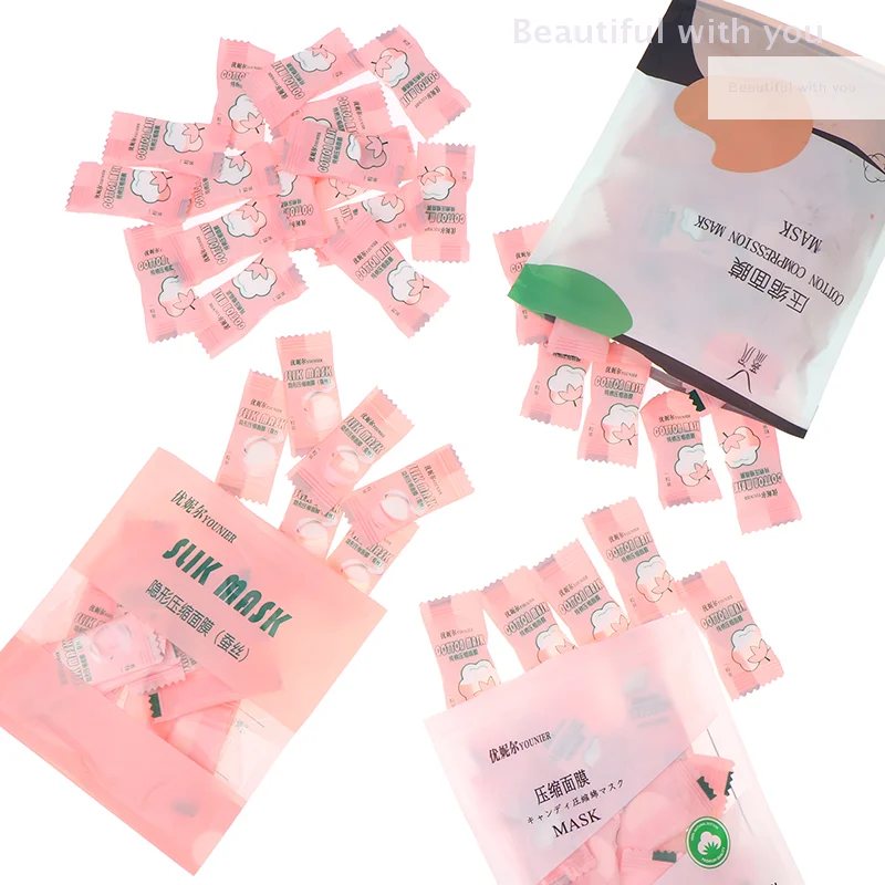 جديد كاندي المتاح قناع الوجه المضغوط 20/50/100 قطعة قناع الوجه منشفة الوجه عملة ملفوفة الأنسجة ورقة العناية بالبشرة الحرير/القطن