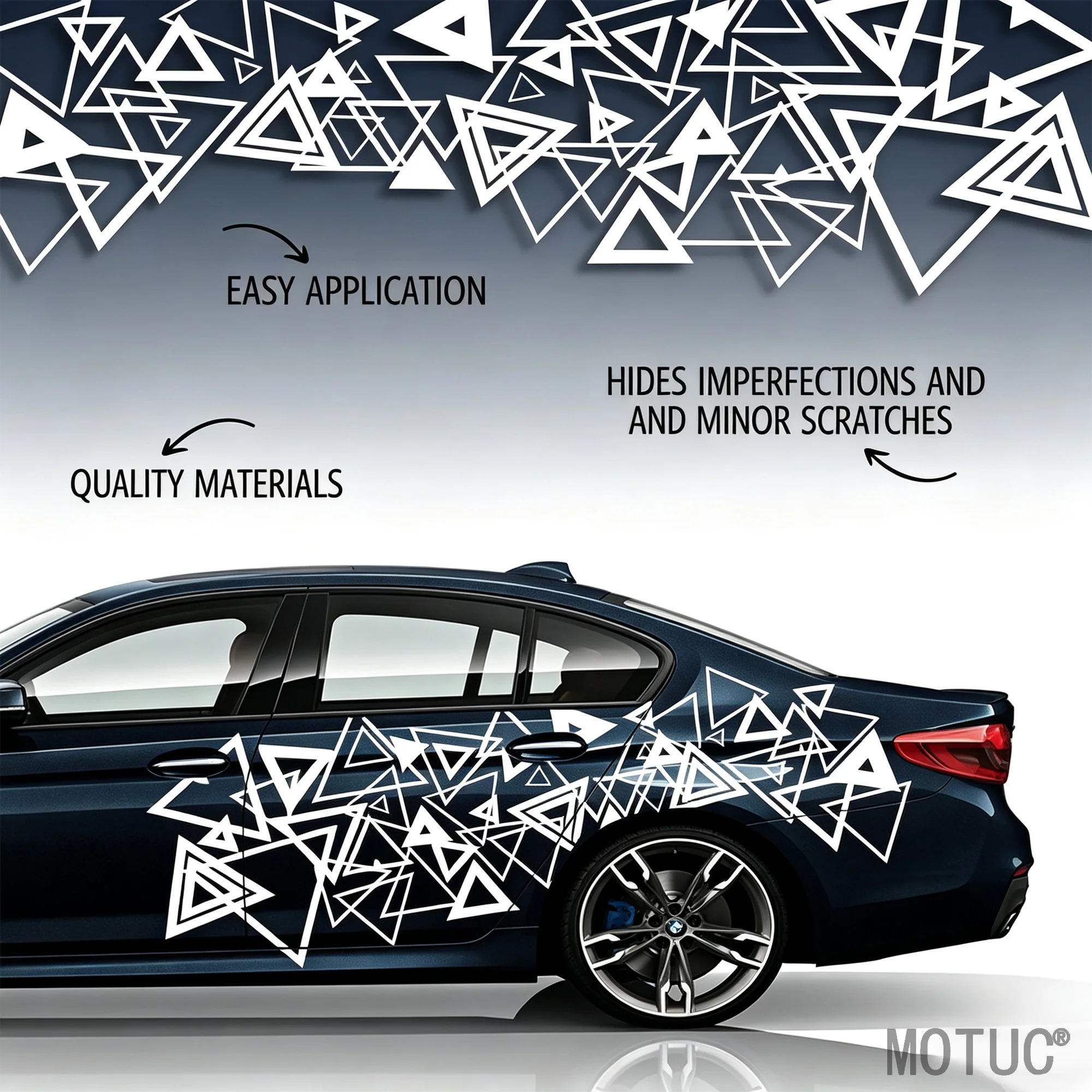 4PCS Large Triangular Car Decals Sport Stickers for Scratch Covering and Decoration DIY Full-body Bumper Modification Decals