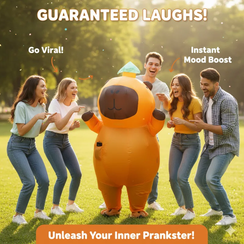 

Funny Capybara Suit Christmas Ride On Costume Adult Inflatable Animal Christmas Blow Up Cosplay Party Outfit Novelty Costume New